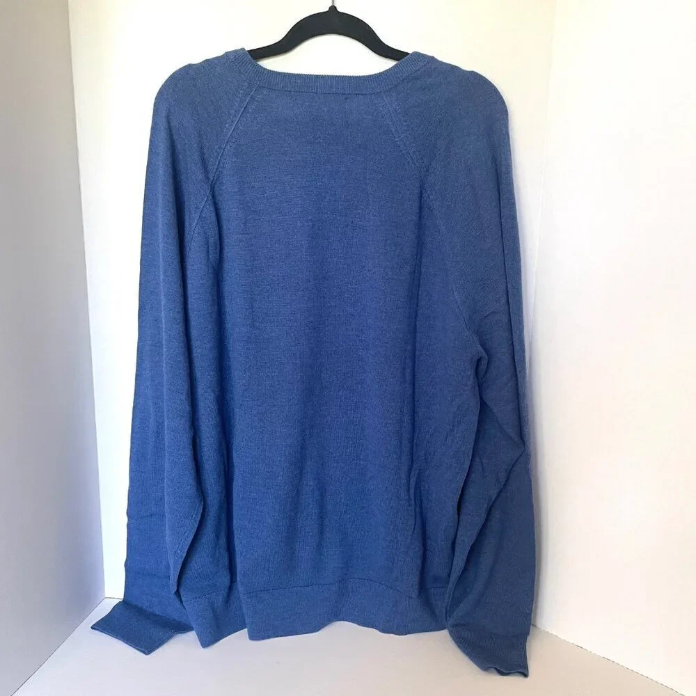 Banana Republic Merino Wool Sweater Mens XXL TALL Blue Pullover Crewneck Italian